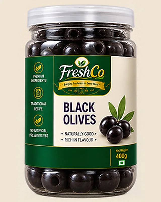 FreshCo Black Olives 400g — PET Jar